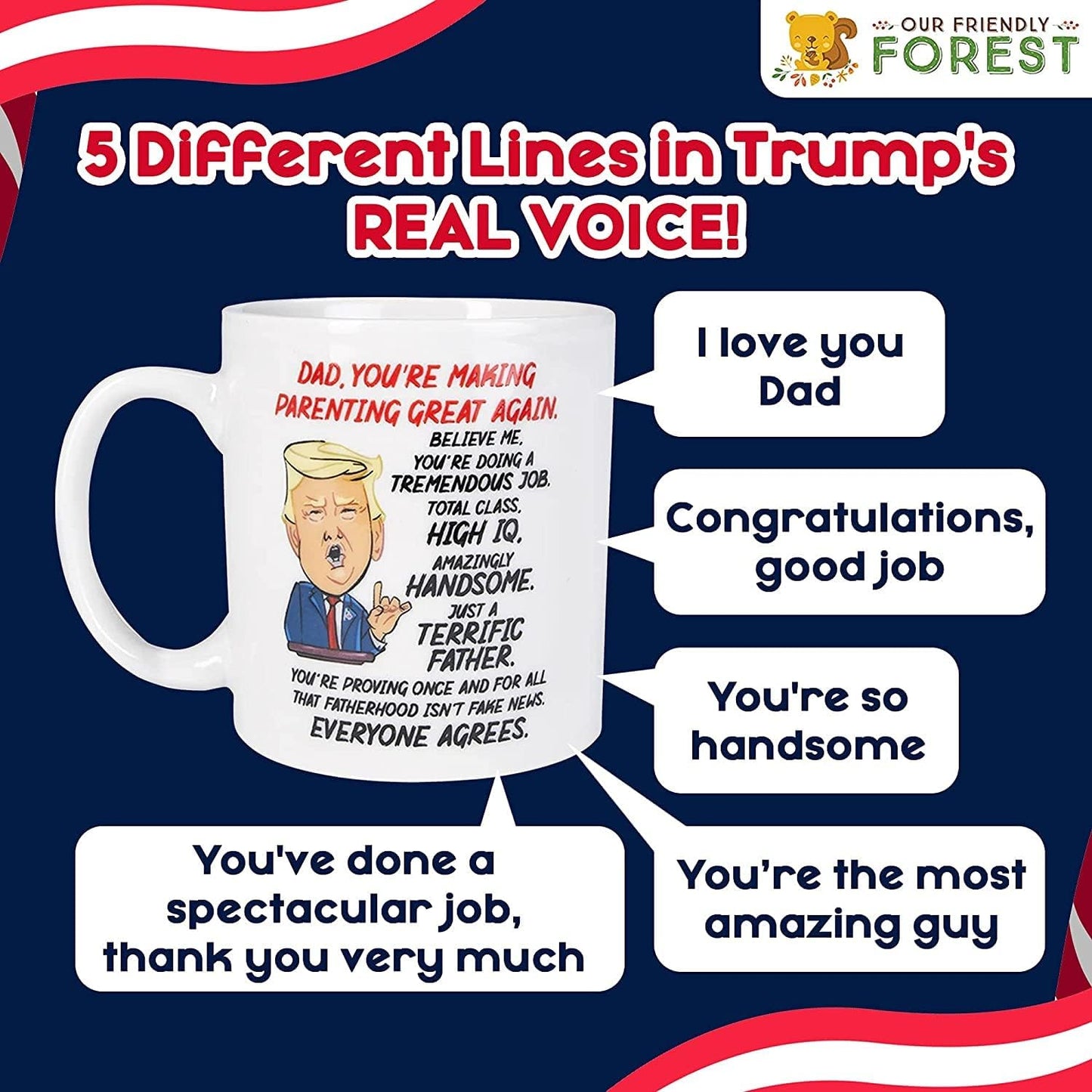 Talking Donald Trump Mug in His Real Voice, Surprise Dad with These Novelty Gifts, Unique Gifts for Men, Gifts for Dad, Dad Mug, Birthday Gift for Dad, Best Dad Mug, Trump Gifts, Donald Trump Gifts